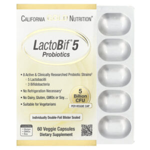 لاكتوبيف 5 بروبيوتيك، 5 مليار وحدة 60 كبسولة|CALIFORNIA GOLD NUTRITION  LactoBif 5 Probiotics 5 Billion CFU