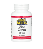 سترات الزنك، 50 ملجم، 90 قرص-Natural Factors, Zinc Citrate, 50 mg, 90 Tablets