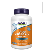 Ultra Omega 3-D™, Omega-3 Fish Oil + Vitamin D-3, 90 Softgels-NOW | كبسولات الترا اوميجا 3-D، من جيلاتين السمك90 كبسولة
