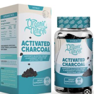 اقراص الفحم النشط اكتيفيند شاركول 60 كبسول Activated charcoal organic nation 60 cap