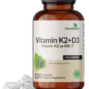 فيتامين د٣ + ك٢ d3 k2 mk 7 futurebiotics 120 cap