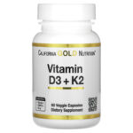 كبسولات فيتامين د 3 ك 2- 60 كبسول D3+K2 California GOLD Nutrition