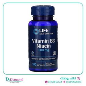 النياسين فيتامين ب3، 500 ملجم، 100 كبسولة-vitamin b3 niacin 100 life extenion