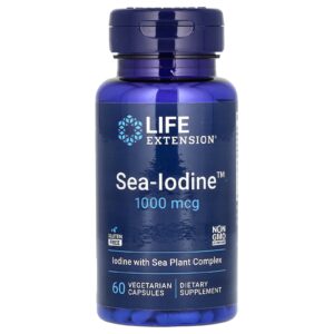 كبسولات يود بحرى 60 كبسول Sea-lodine LIFE EXTENSION 1000mcg